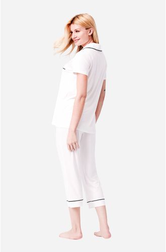 Pijama Capri Manga Curta Aberto Malha Rafaela