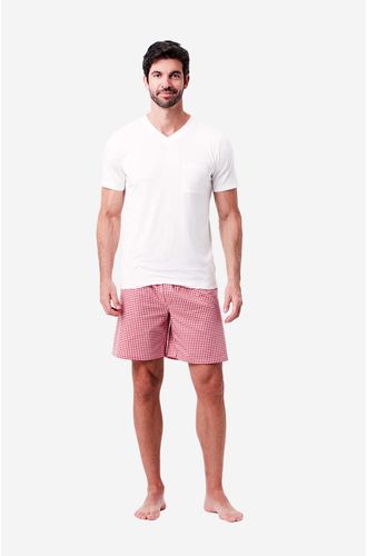 Pijama Curto Manga Curta Tricoline Masculino HoHoHo