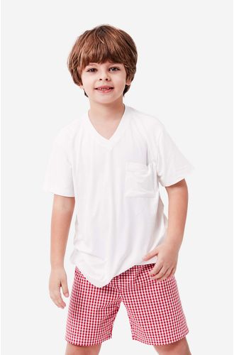Pijama Curto Manga Curta Tricoline Mini Masculino HoHoHo
