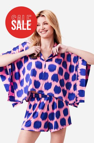 Pijama Curto Manga Curta Botões Cetim Festa