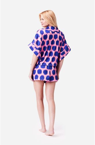 Pijama Curto Manga Curta Botões Cetim Festa